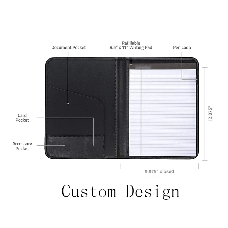 A4 Pu Leather Expanding File Folder Portfolio Compendium With Zipper ...