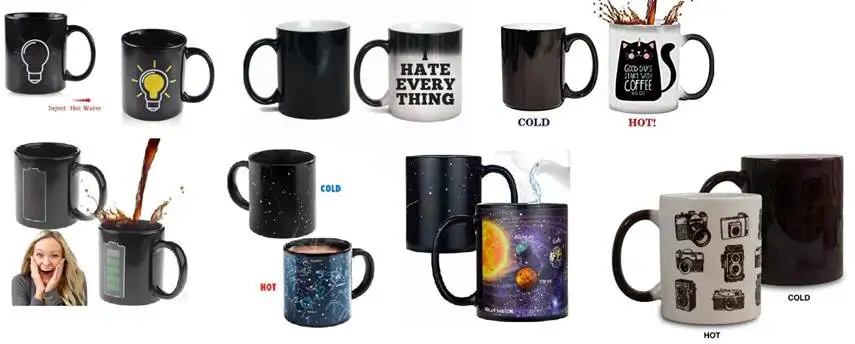 Custom Logo Printed Ceramic Magic Cup Color Changing Magic coffee Mugs