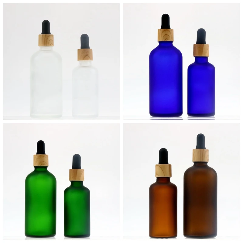 Serum Cosmetic 10ml 15ml 20ml 30ml Round Black Matte Glass Dropper