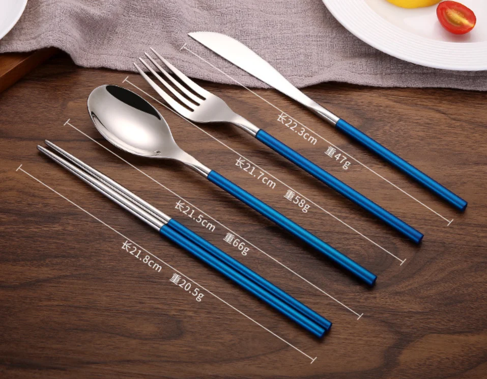 Velkoobchodní příbory z nerezové hůlky lžičky vidlice a sada stříbrných nožů 7