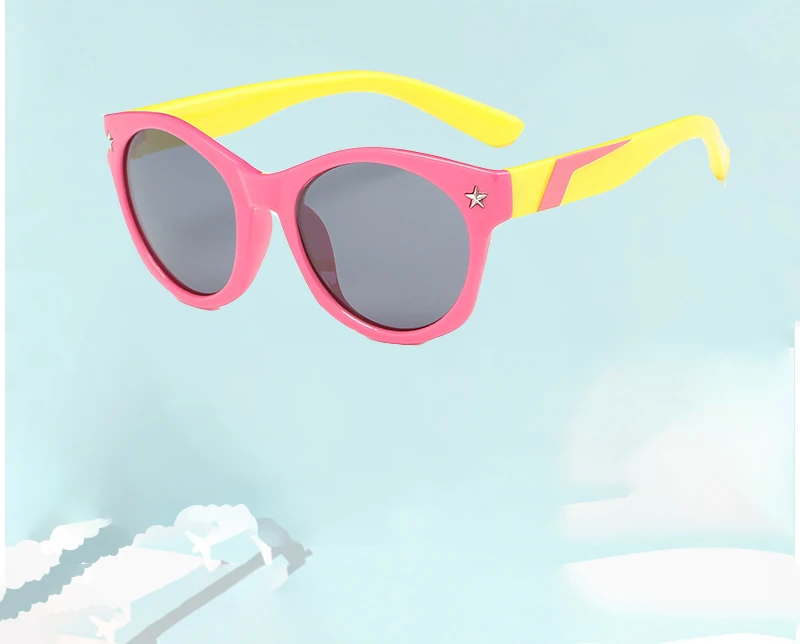 Eyes Friendly Fresh Material Colorful Star TAC Polarized Silica Gel Children Sunglasses