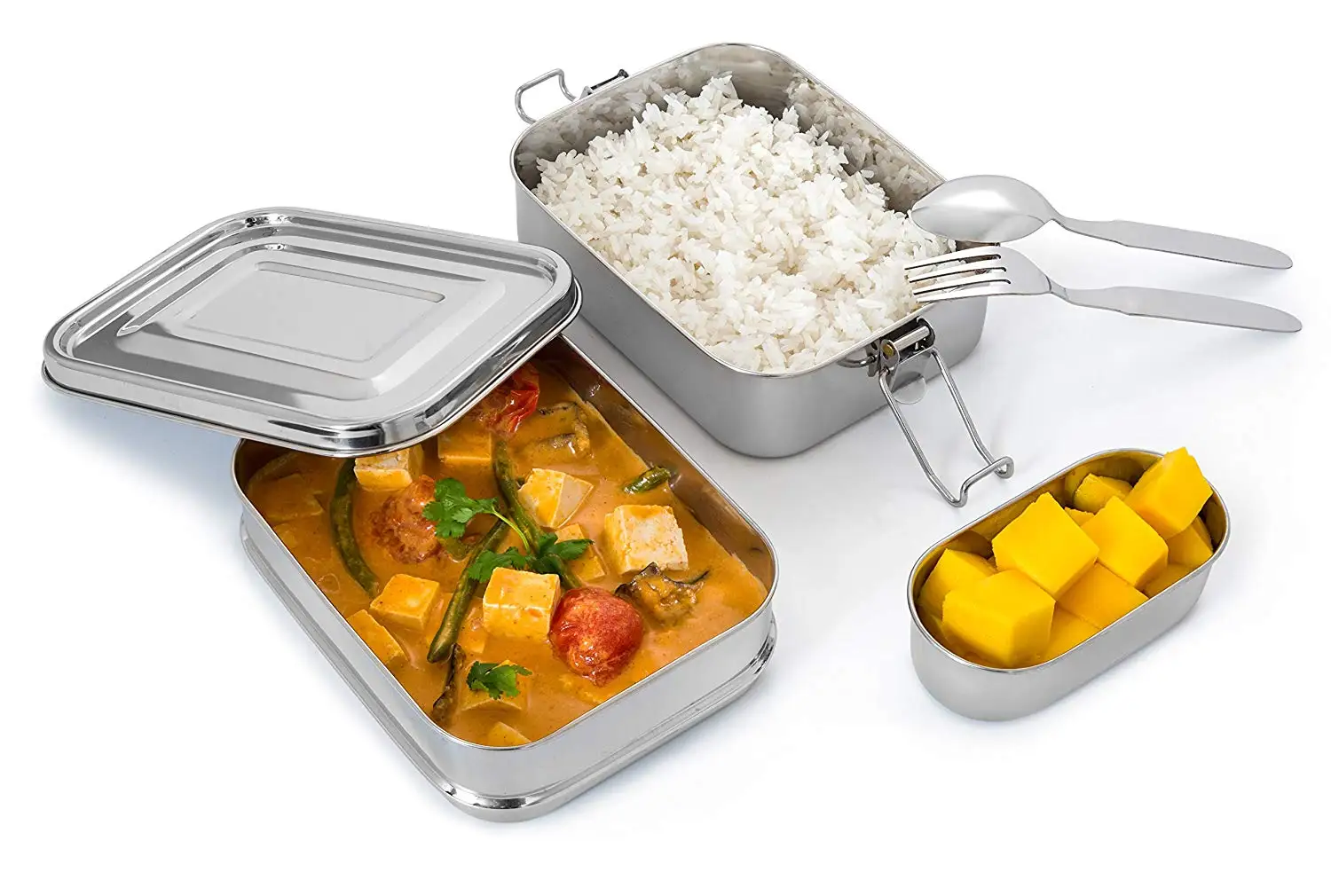 steel bento lunch box 3-in-1 ecofriendly durable lunchbox
