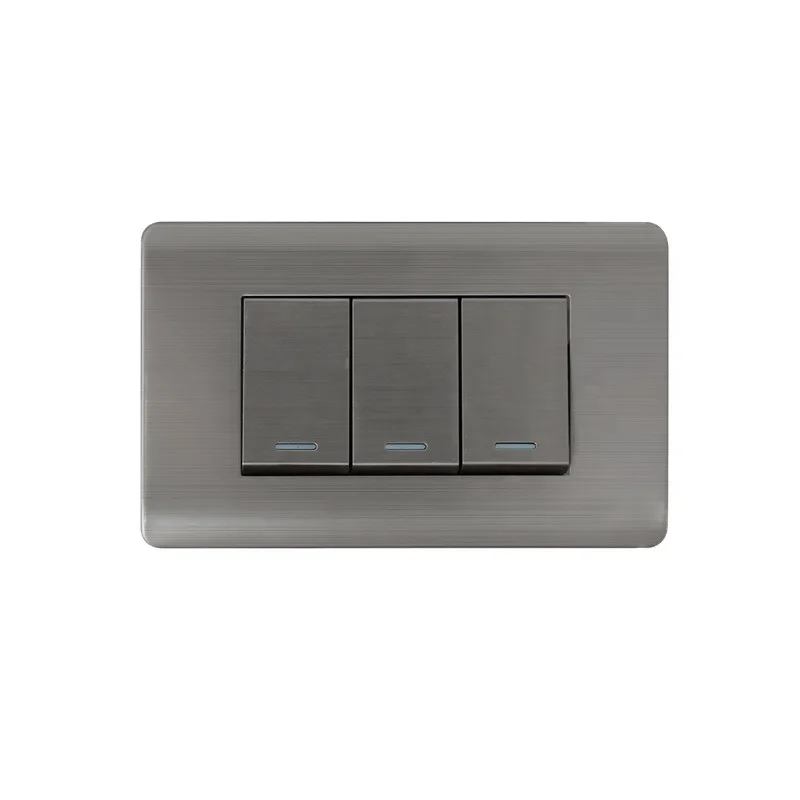 High Quality South American Stainless 118 Steel Panels 3 Gang 1Way Wall Switch