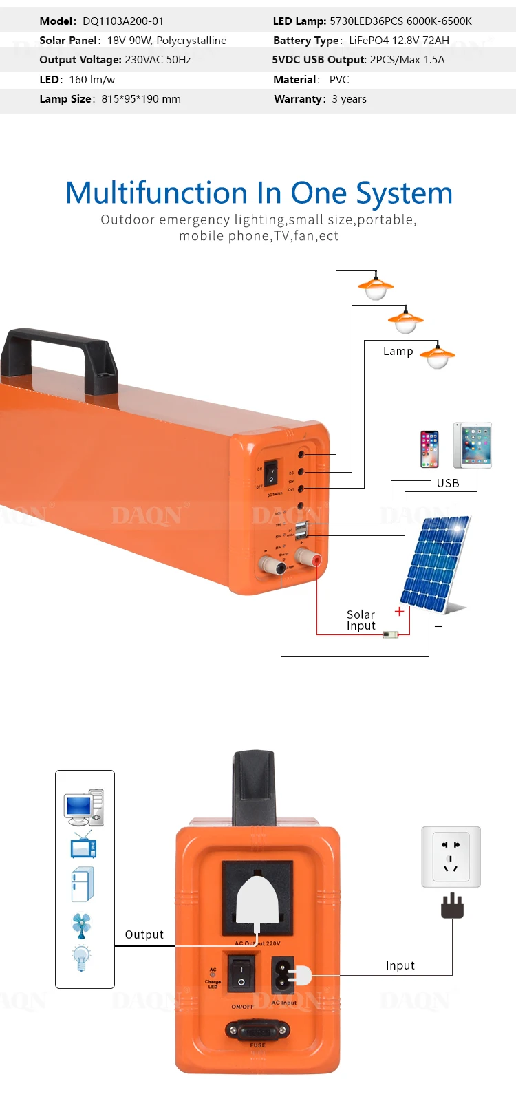 High quality off-grid solar power home multifunction interface 200w solar energy system