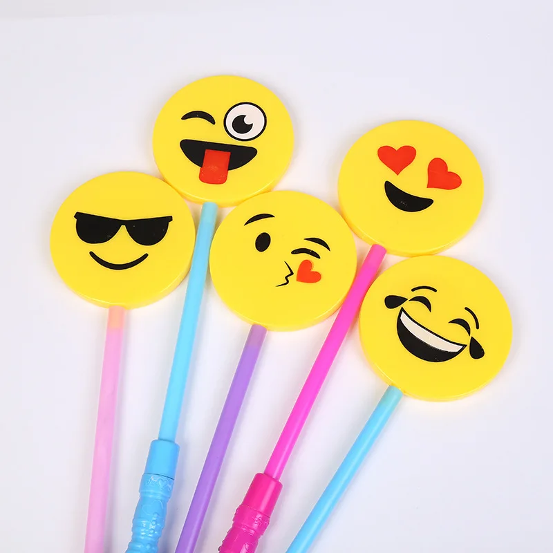 Smile Face Stick Light Up Flashing Emotional Wands Glowing Stick
