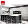 White gloss cabinets black island cabinets high gloss kitchen cabinets L shape design