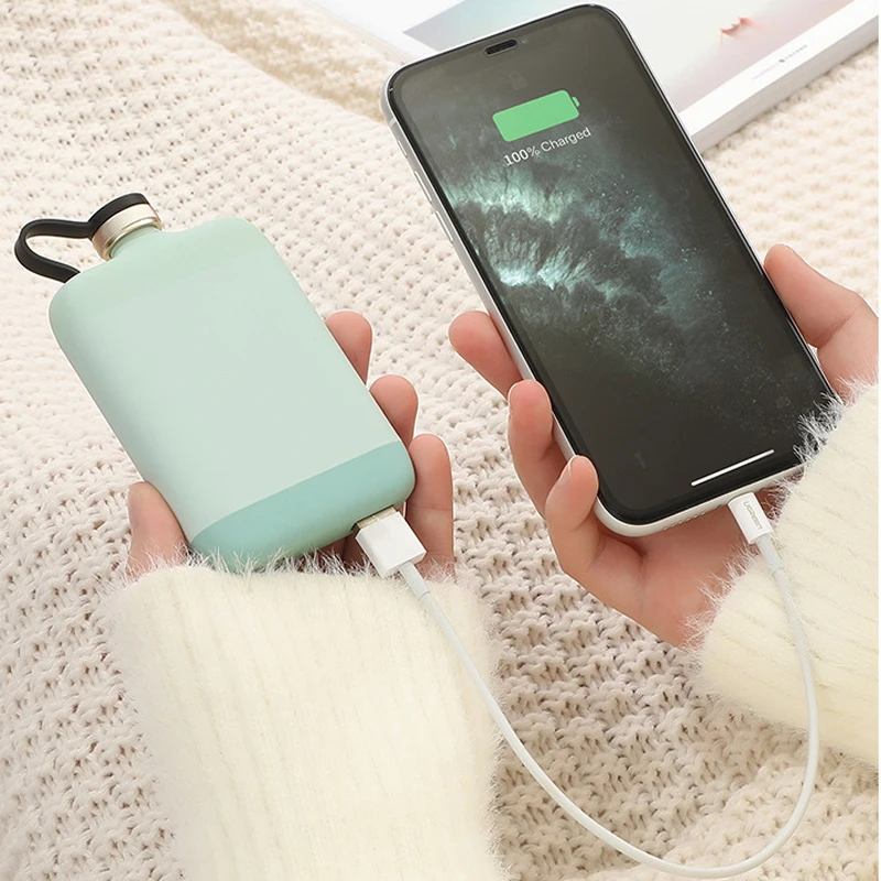 Factory Wholesale Bottle Shaped Rechargeable Hand Warmer Power Bank 10000mAh with Built-in Cable - ANKUX.COM