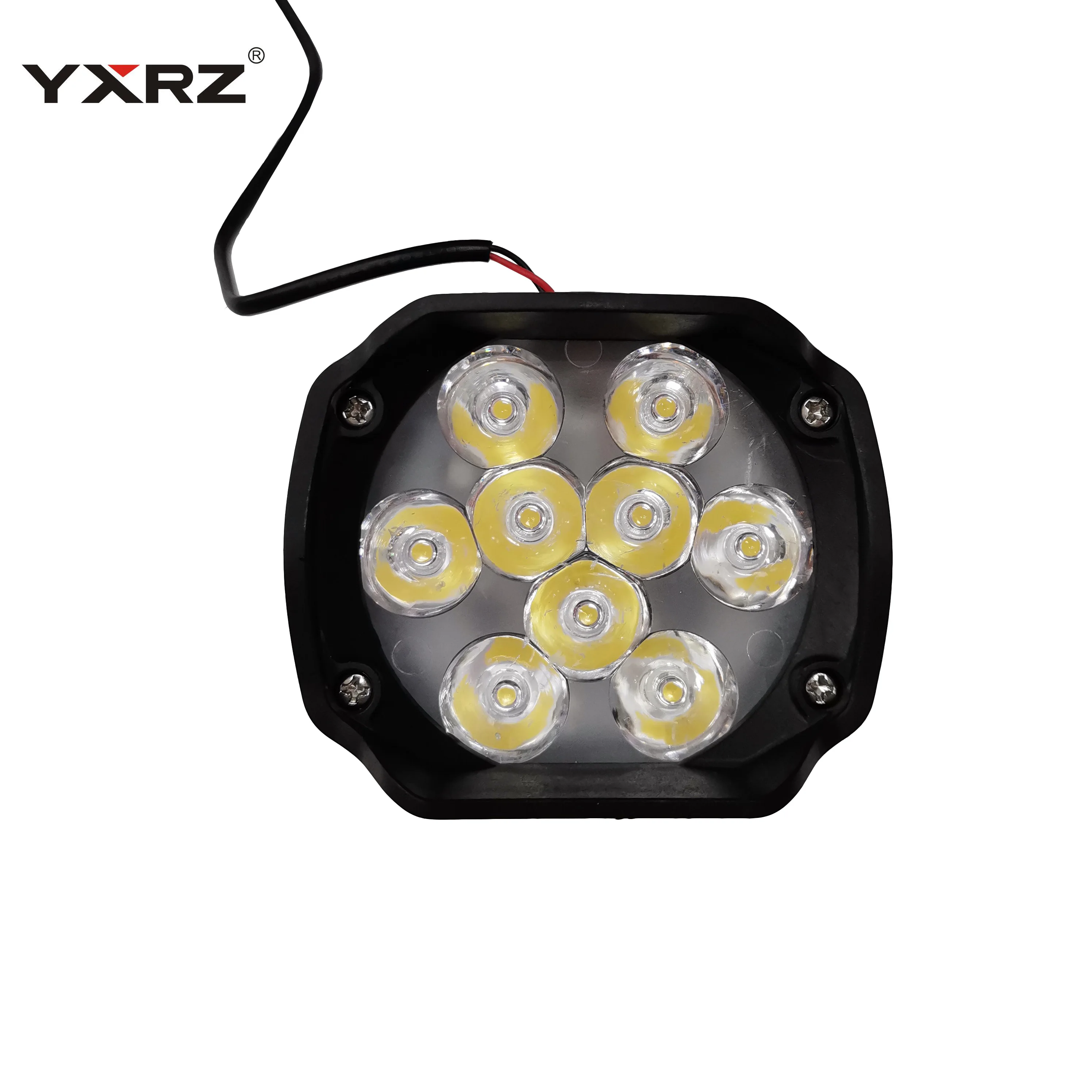 Factory price motor lighting system square shape head light 9 LED bulbs universal motorcycle headlight