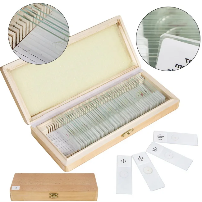 50pcs Histology Microscope Permanent Slides Set Biology Prepared