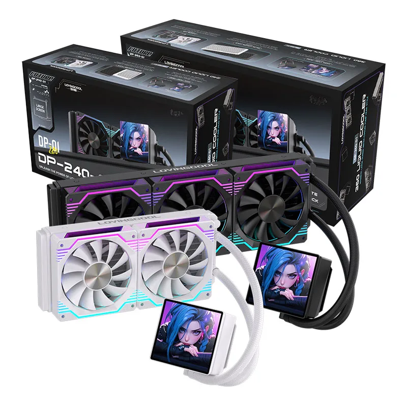 PC用ファン・クーラー lovingcool dp240 with LCD 4INCH LOVINGCOOL 240/360mm AIO CPU Liquid Cooler with 4-Inch Screen