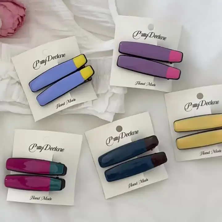 Korean Style Vintage Color Rectangle Plastic Hair Clips Hot Sell