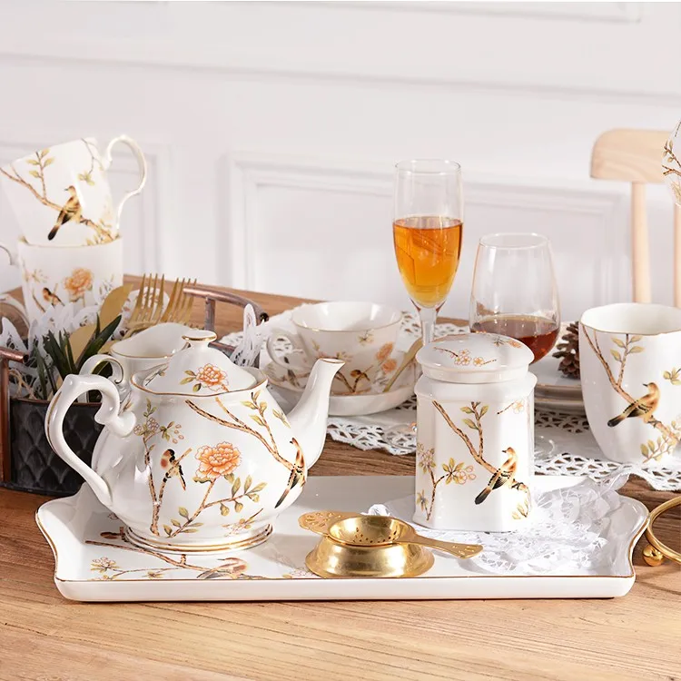 New Style Fine Porcelain Dinner Set New English Afternoon Scented Tea Set Black Tea Cup Home High-end European Tea Pot Set manufacture