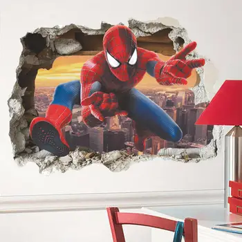 Download Colorcasa 3d Spiderman Sticker Cartoon Wall Decals For Kids Room Decoration - Buy 3d Wall ...