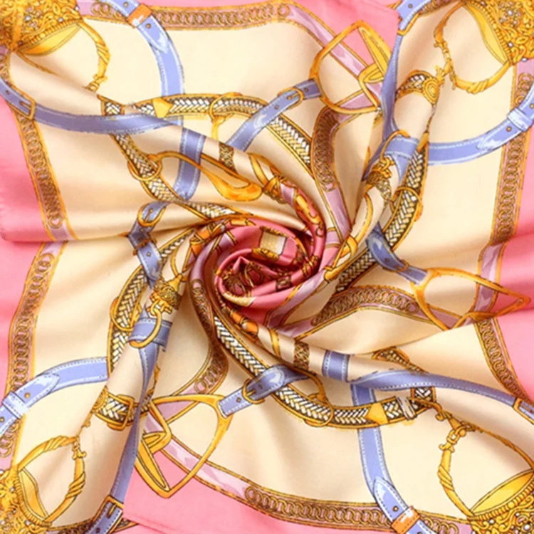 custom New design Cheap price fashion printed square silk scarf for women lady chiffon satin polyester silk scarf bandana
