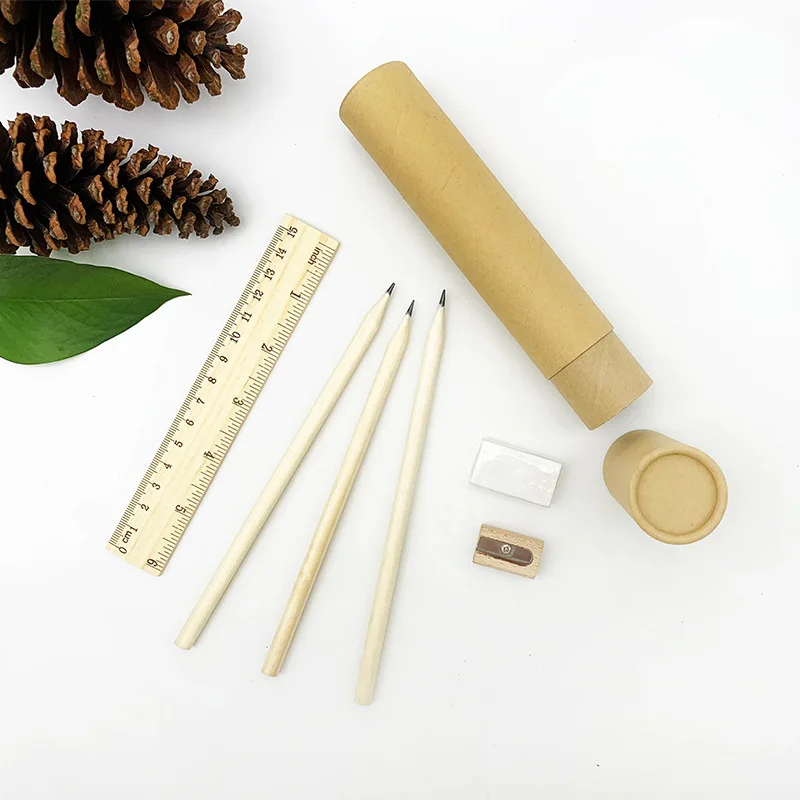 Cylender Ruler Manufacturer Customizable Logo Wooden Pencil Ruler Kraft Paper Cylinder ...
