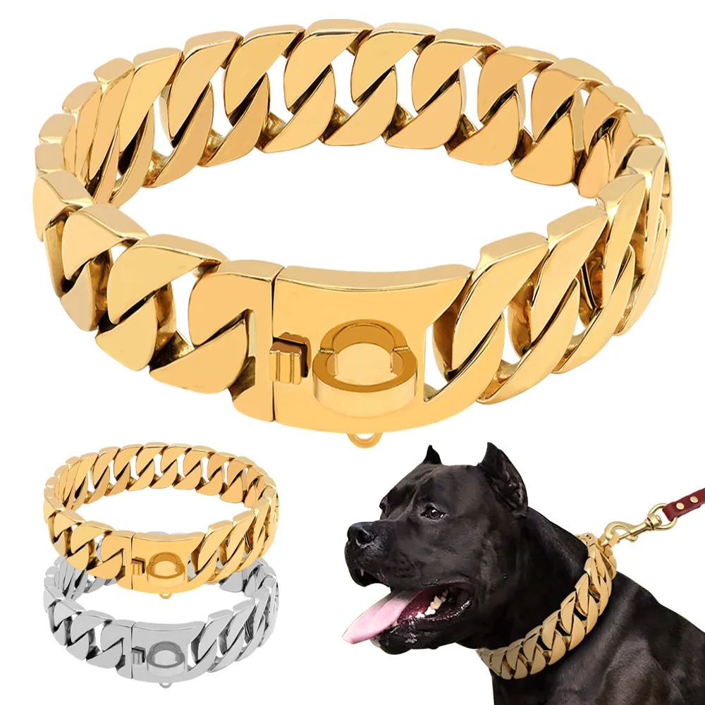 ペットの】 ペットの首輪ステンレス鋼32mm犬のネックレス高品質の耐久性