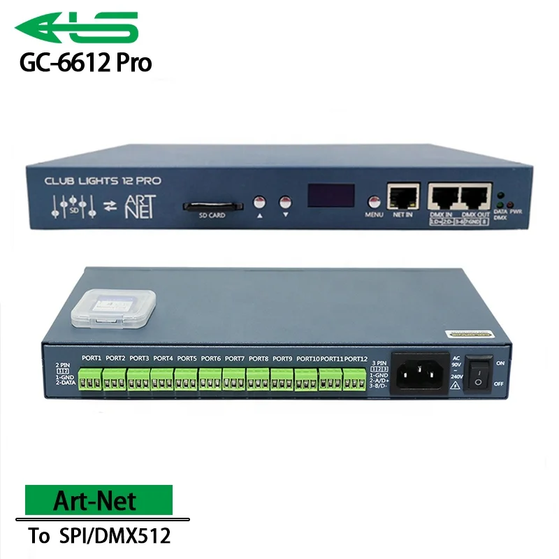 GC-6612 Pro 12CH Artnet LED Controller - DMX512, Smart Home