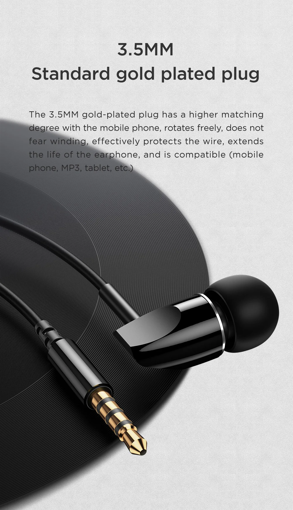 JOYROOM JR-E209 3.5mm In-Ear Flat Head Design Wire Control Stereo Earphones with Mic