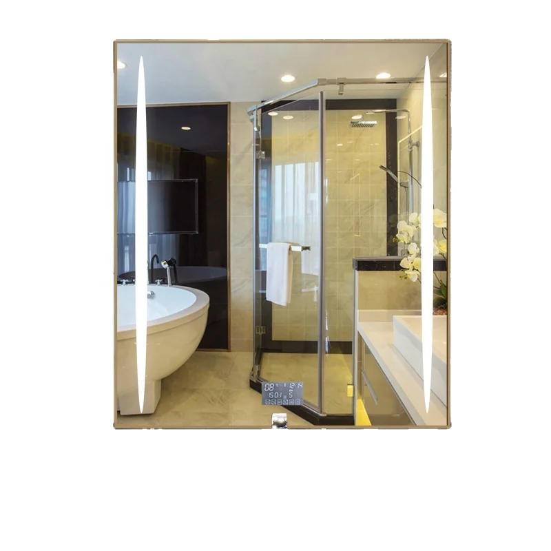 Large Bathroom led light length mirror with Clock Temperature bluetooth