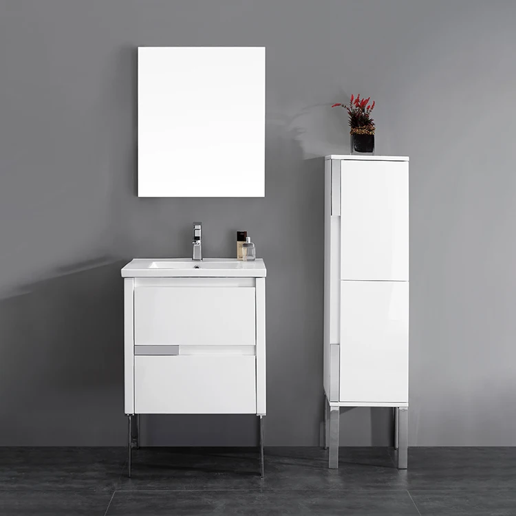 Oem Service White High Gloss Freestanding Bathroom Sink Cabinet