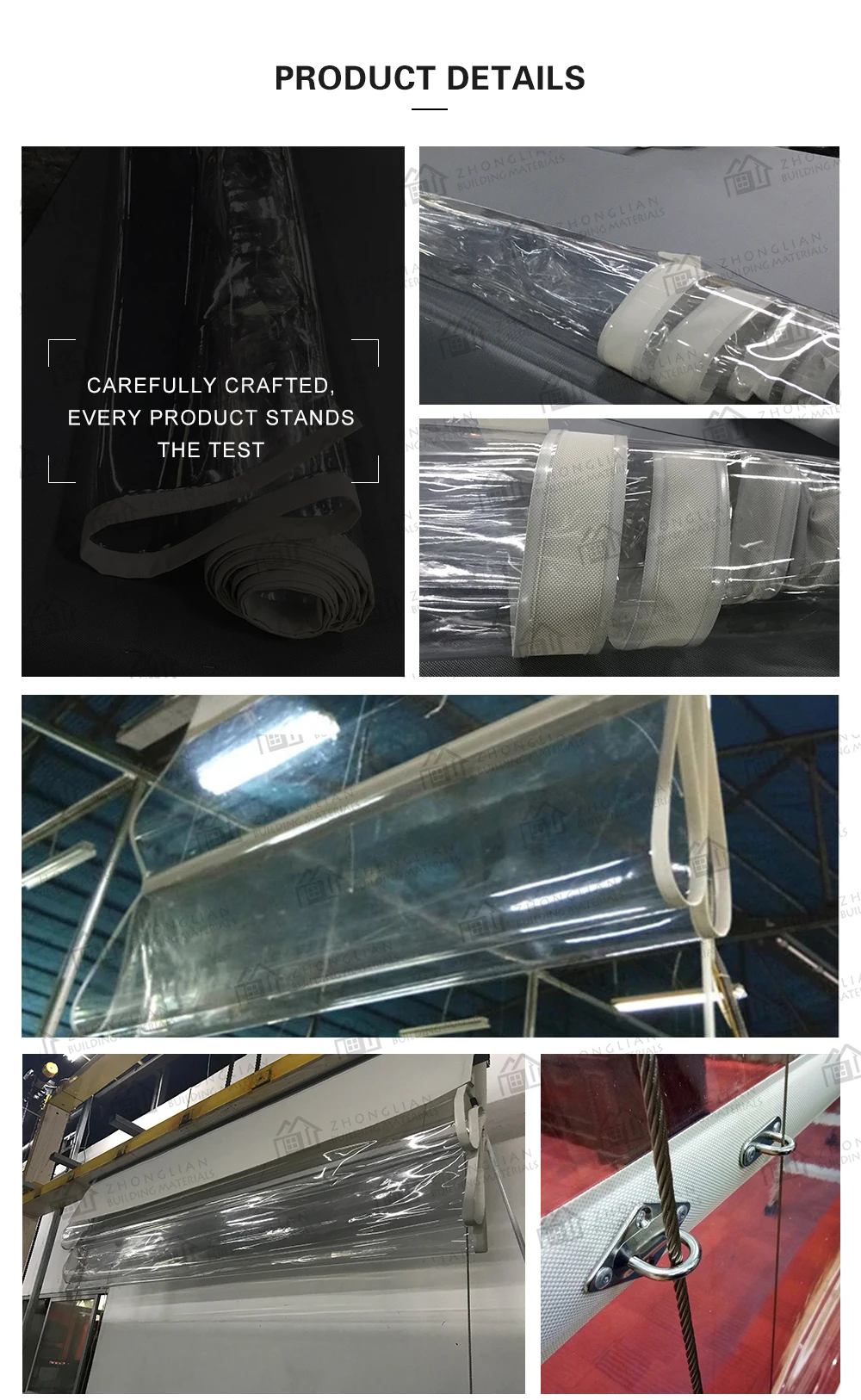 Outdoor waterproof retractable roof roller blinds motorized shade aluminium zipper track PVC Roman blinds 