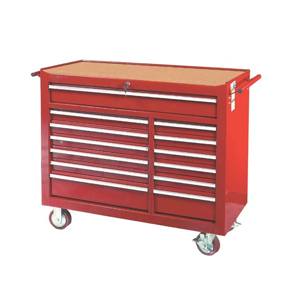 42-Inch Heavy Duty Stainless Steel Workshop Tool Cabinet Large Drawer Roller Metal Trolley for Garage Storage OEM Customizable supplier