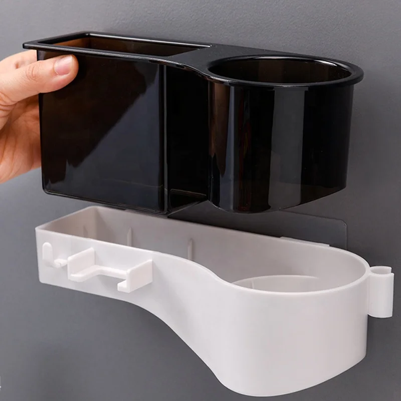 Bathroom Adhesive Plastic Hair Dryer Holder Hair Curler Brush Cleanser