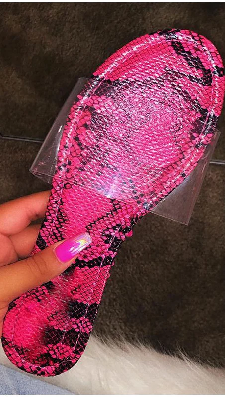 snake print flat sandals