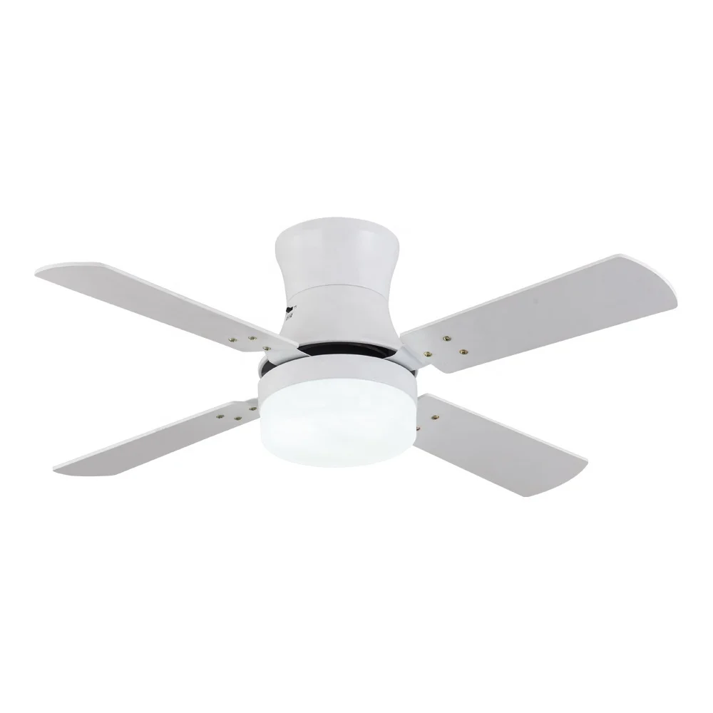 52 inch 4 blades low profile white color remote control OEM ODM Colombia energy star wood ceiling fan with led light