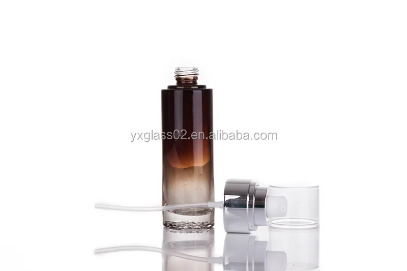 Luxury Cosmetic glass bottle set -- skincare container manufacturer-- new style design with pump&spray&gold/aluminum cap details