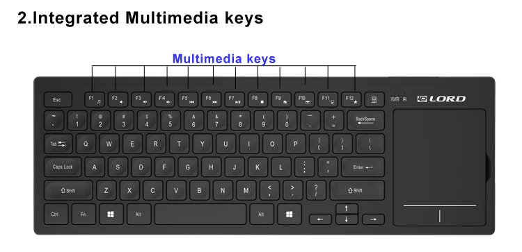 2019 New Touch Sensitive Computer Keyboard Wireless Keyboard with Touch Pad