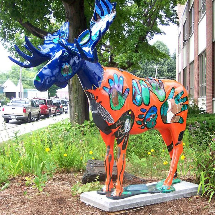 Life Size Resin Moose Statue Fiberglass Elk Sculpture