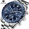 benyar watch BY-5140M luxury blue men quartz watch best power Stainless steel band 3 dials Chrono big business watch kit