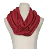 Women Solid Infinity Circle Loop Scarf with Zipper Pocket