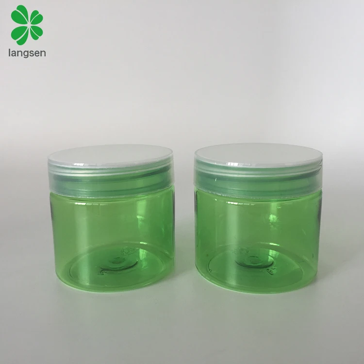 Empty 50ml PET plastic green color cosmetic pot jar container