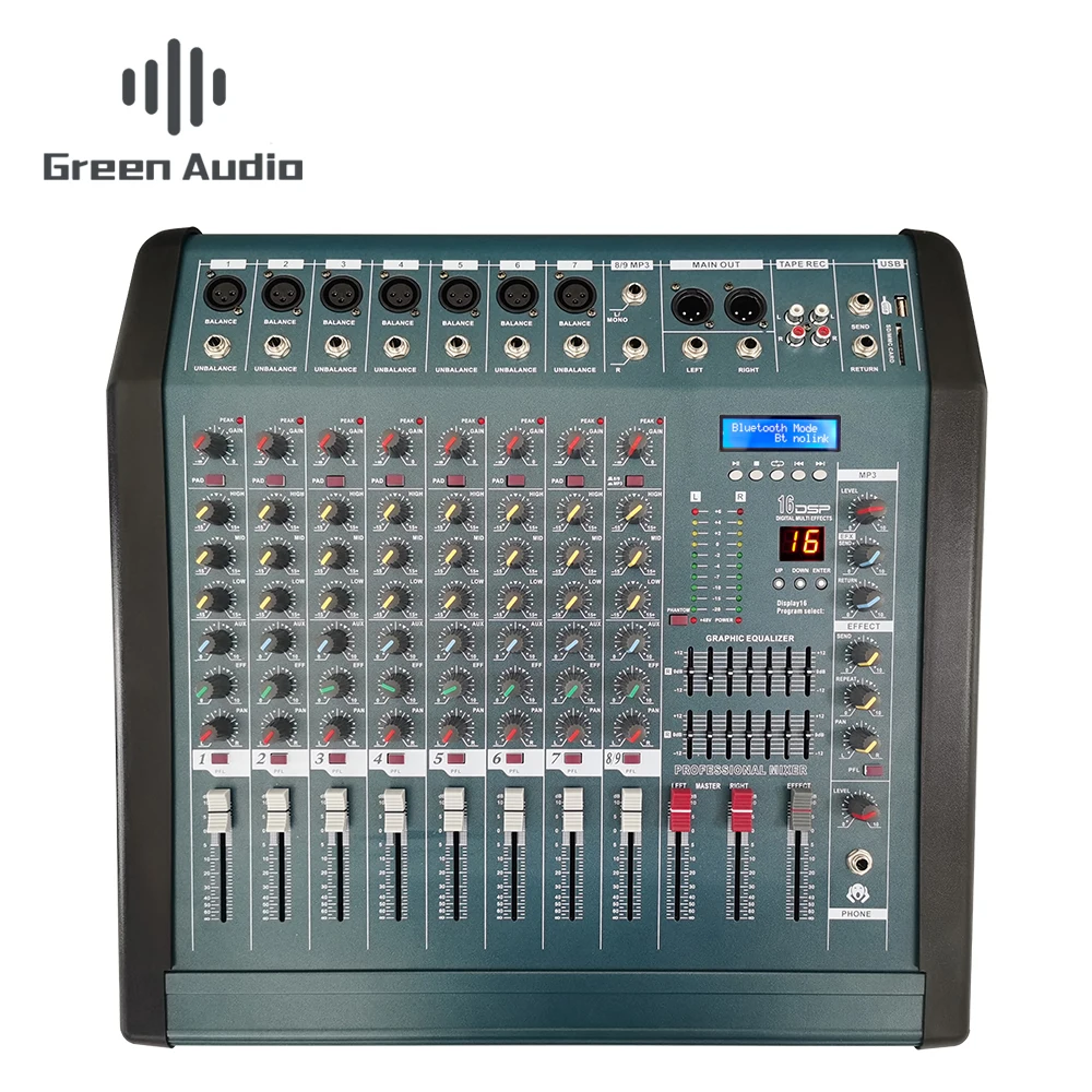 Gax800 8 Channels Power Mixing Console With Amplifier Bt Record 16 Dsp