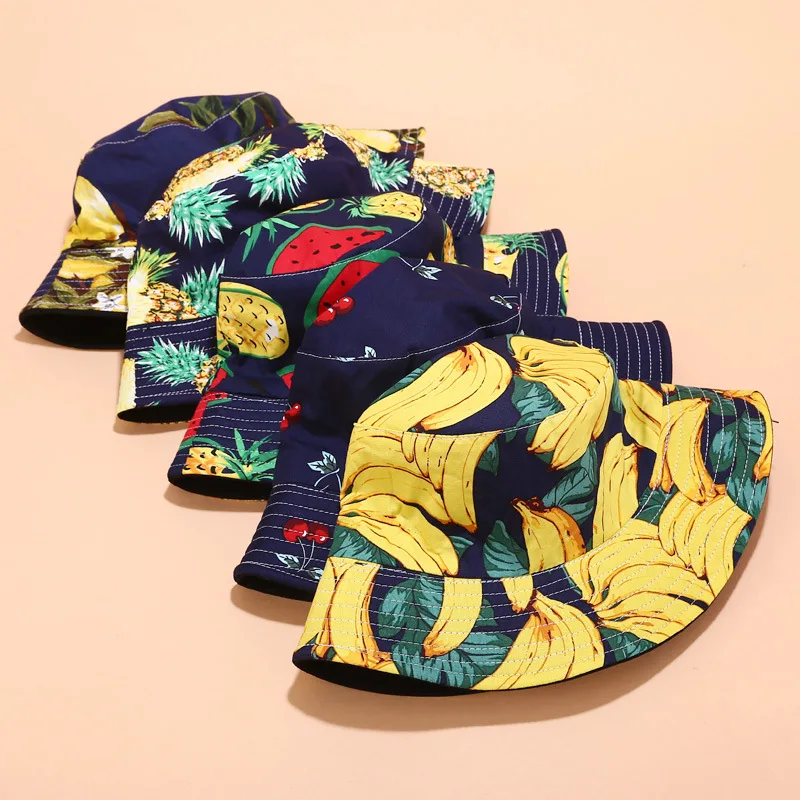 
Summer Outdoor Printed Fruit Pattern Fisherman Hat Female Sunshade Hat Casual Bucket Hat 