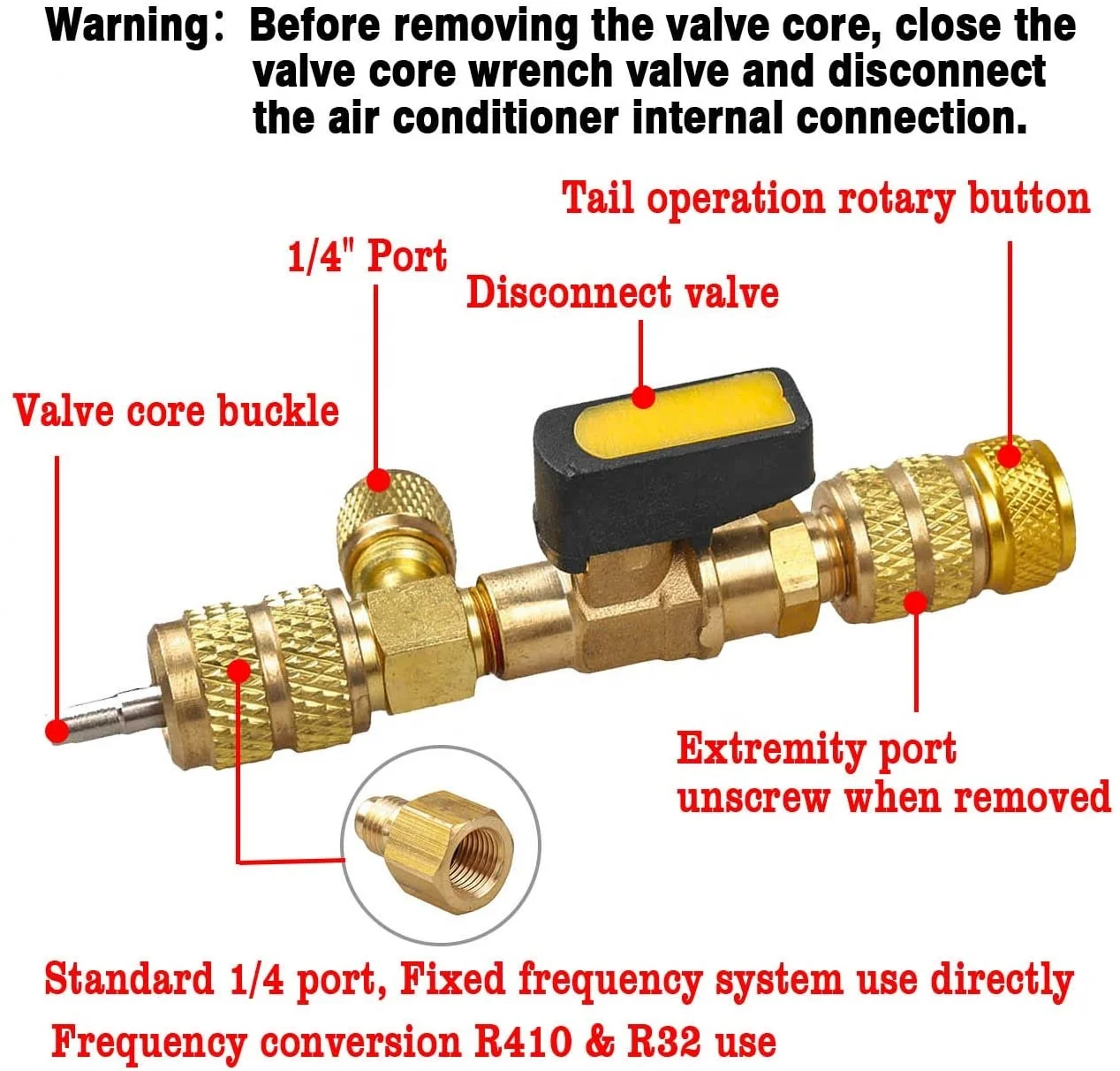 Vtogether V00014000 R410a R22 Ac Schrader Valve Core Remover,Dual Size