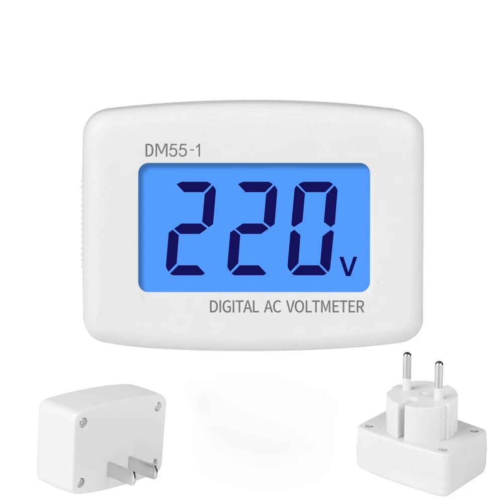 DM55-1 Digital LCD Voltage Test 80-300V AC Monitor US S9D6 Meter Volt In Plug on 