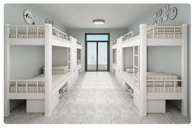 product durable metal bunk bed with ladder soft modern design for school dormitory or home use budget friendly option-14