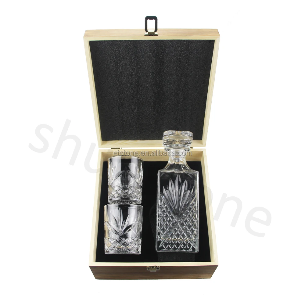 Deluxe Whiskey Decanter And Glass Set For Liquor Lover Crystal Clear
