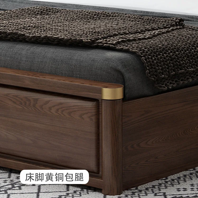 product-Luxury customizable bedroom furniture extendable storage box wooden bed King size double bed-2