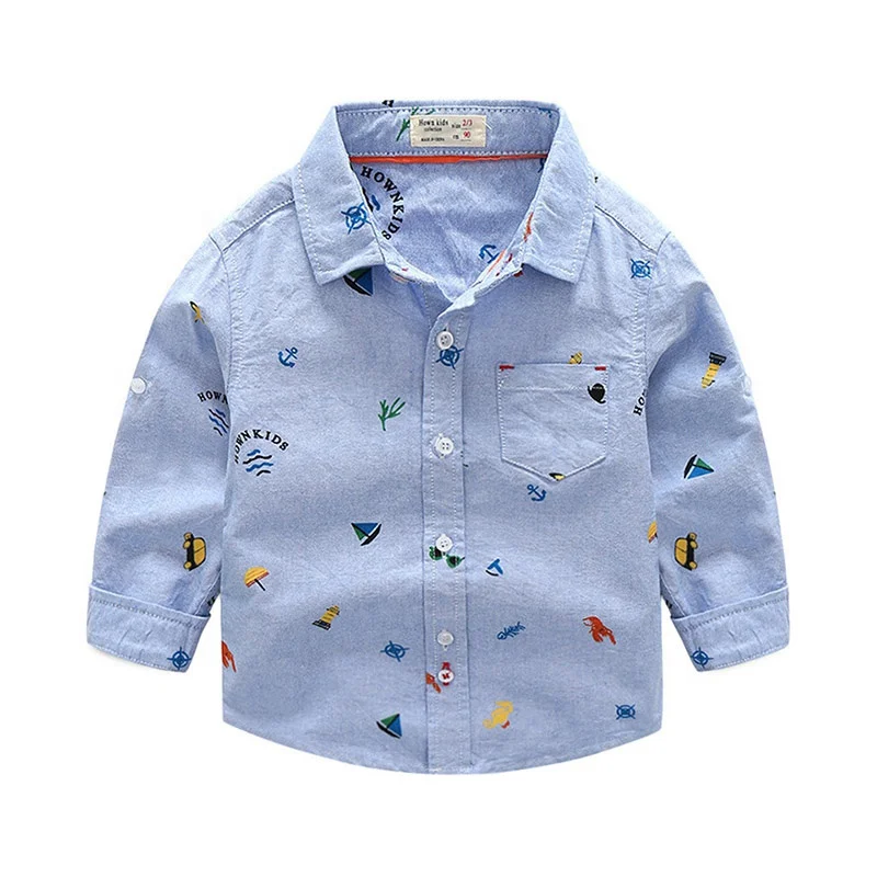 
New spring autumn wild boy shirt blouse children fashion flower cotton kids clothing alsy030 