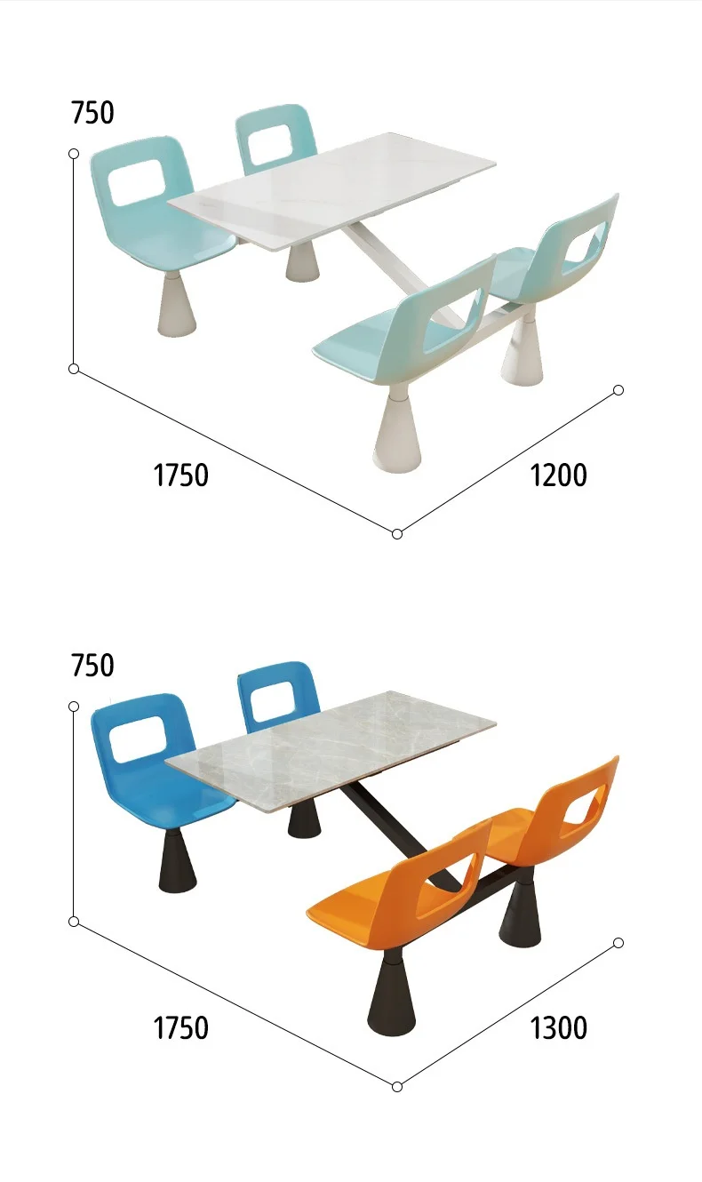 product modern four person dining table chair set wood panel rock slab school canteen restaurant furniture-11