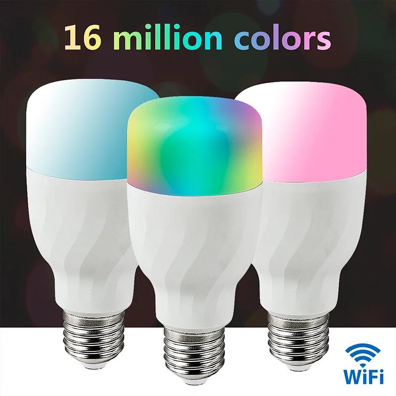 E27 Multicolor Equivalent RGBCW 2700K-6500K 7W 9W WiFi Smart Light Bulb Compatible with Phone Google Home and IFTTT
