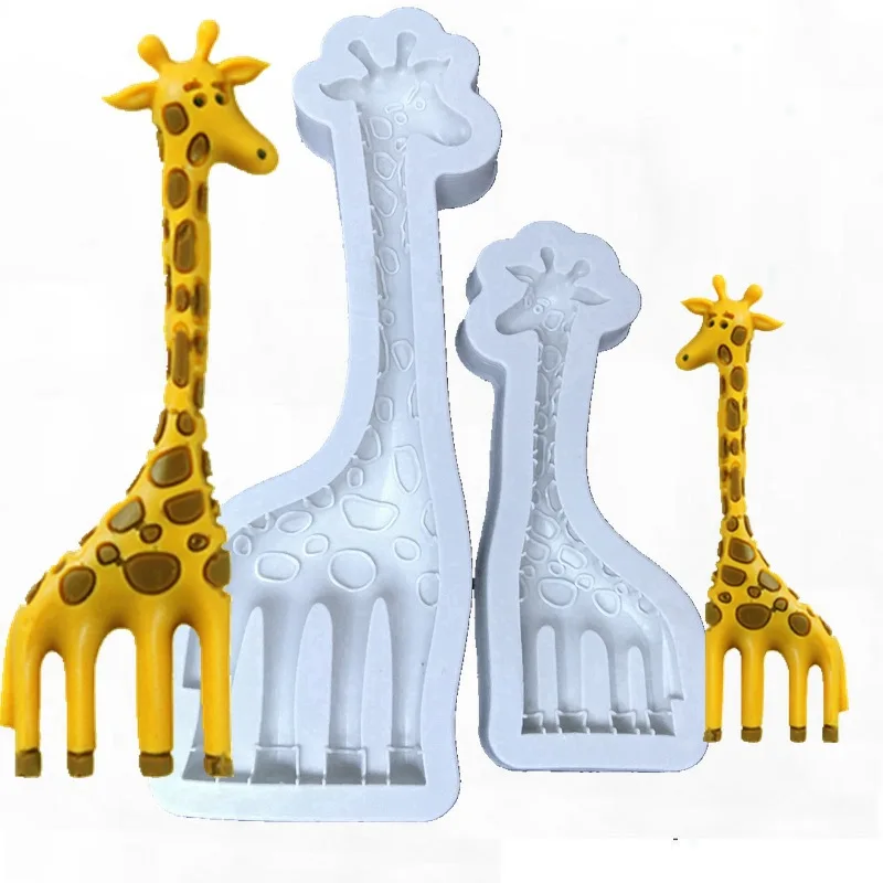 YCEOT 3D Lion Giraffe Monkey Animals Moldes de Silicona DIY Party Cupcake Topper Fondant Cake Decorating Tools Candy Clay Chocolate Moulds 