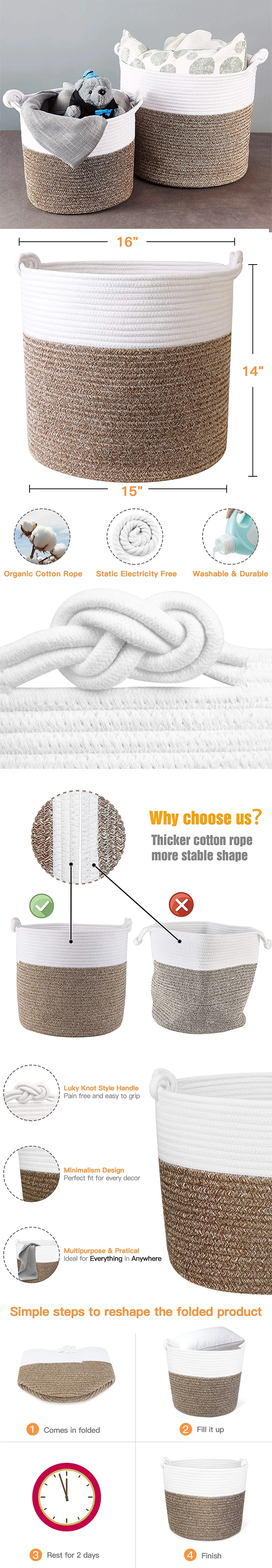 Closet Storage Bins Woven Cotton Rope Storage Basket Xxxl Buy Toy Storage Rope Laundry Basket