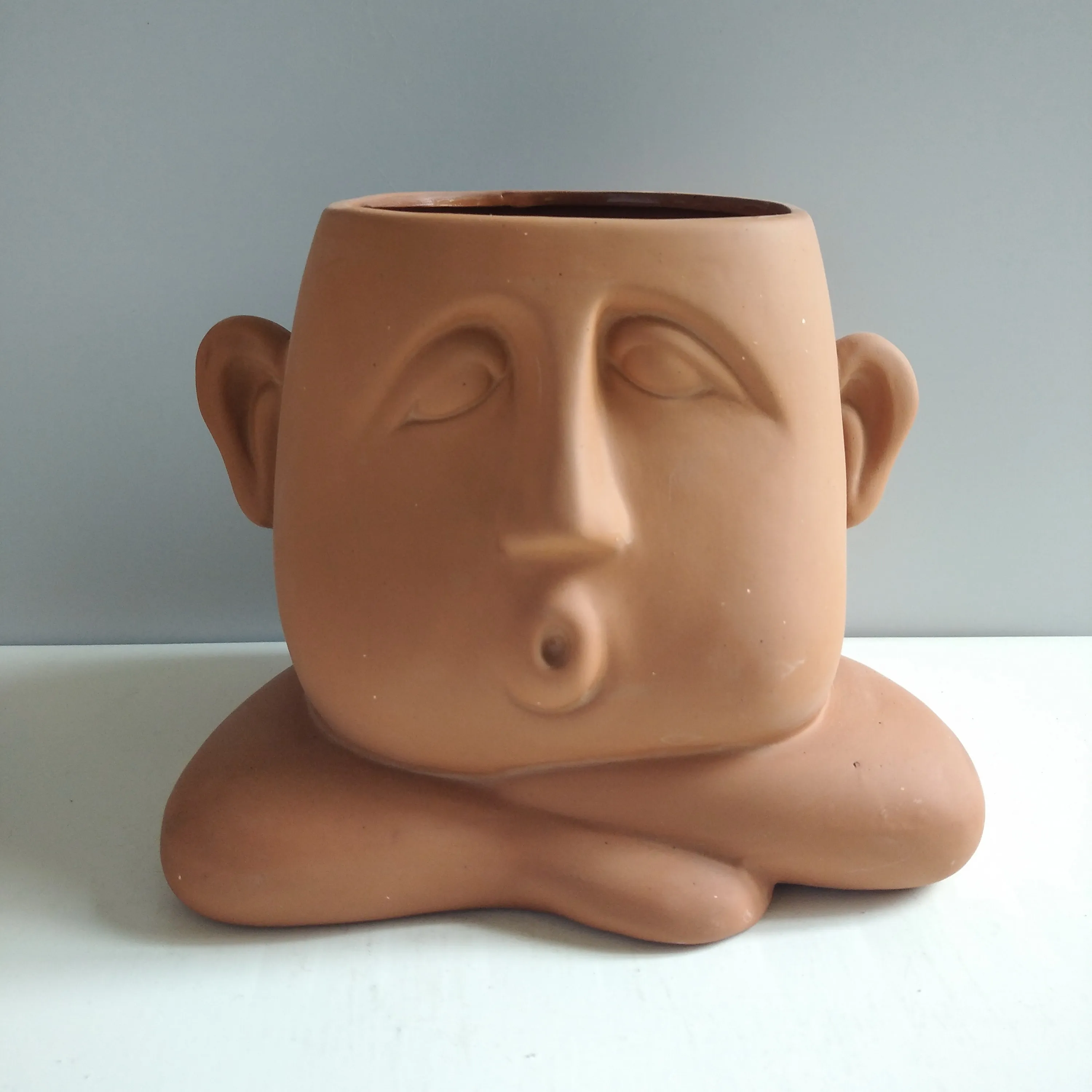 ceramic human face flower pot