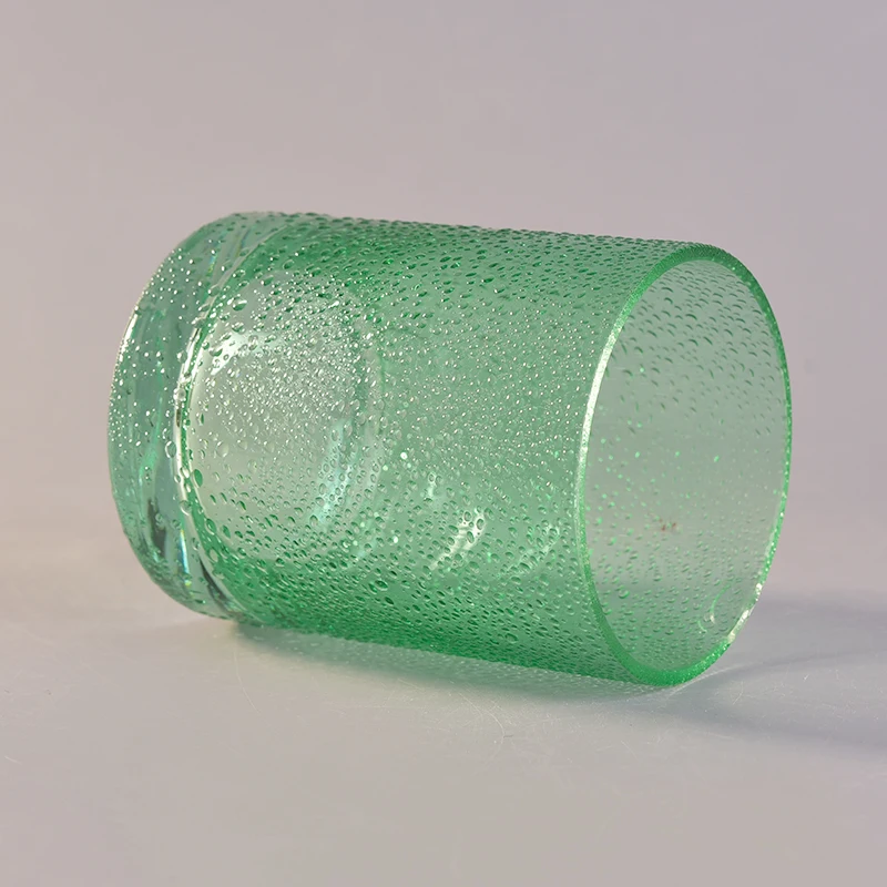 Wholesales Green Rain Drop Glass Candle Jars Thick Footed Home Decoration