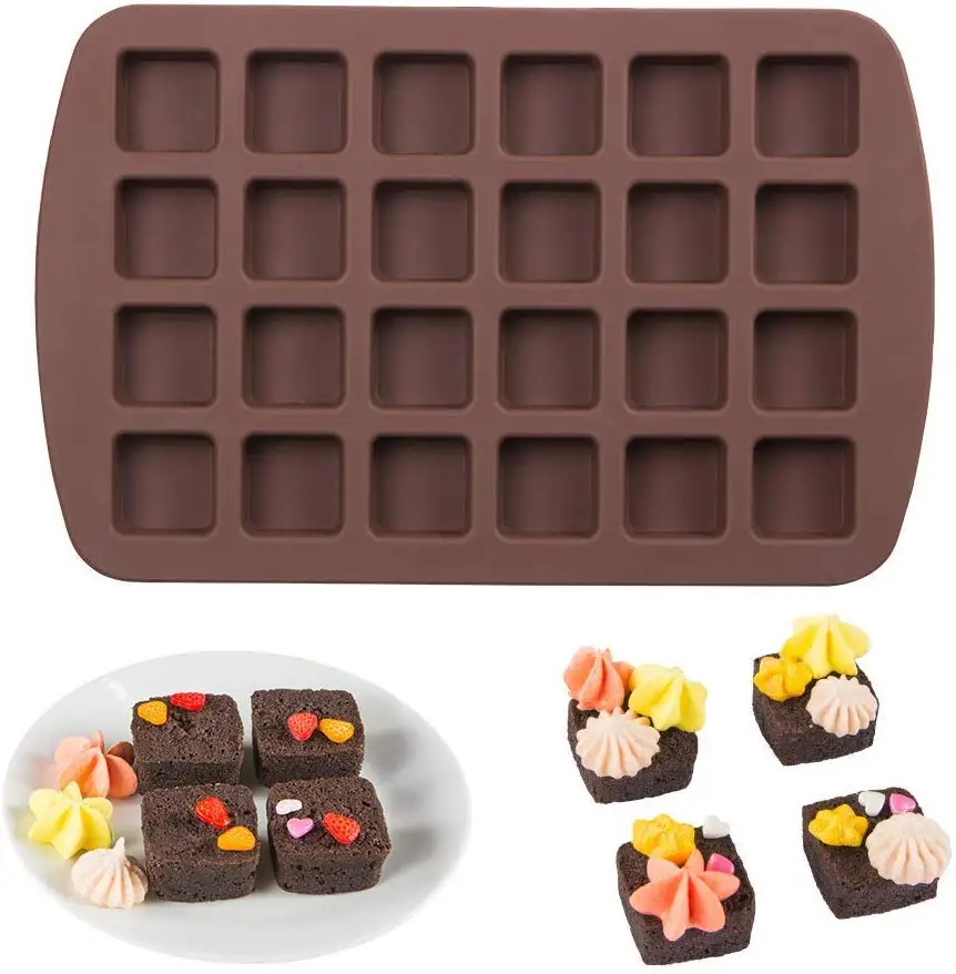 Wholesale 24 Cavity Square Candy Mold Diy Brownie Silicone Chocolate